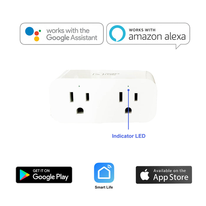 Dual Socket WiFi Smart Plug (2 Pack)